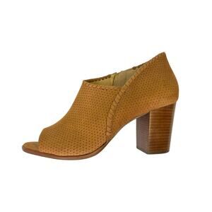 Jack Rogers Women's Maya Peep Toe Ankle Booties Size 8.5 Cognac Tan Brown Suede